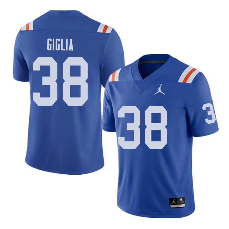 NCAA Florida Gators Anthony Giglia Men's #38 Jordan Brand Alternate Royal Throwback Stitched Authentic College Football Jersey CNB6664KJ